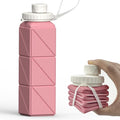 BEAUTAIL Collapsible Water Bottles 20.6oz, Silicone Foldable Portable Travel Water Bottle, BPA-Free, Leakproof Reusable for Traveling Camping Hiking Cycling Yoga Sports Outdoor, 1 Pack (Pink)