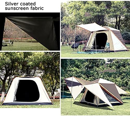 YXCKG Tents for Camping Waterproof, Pop Up Tent, Camping Tents & Shelters, Tents with Top Rainfly, Big Skylight 3-5 Person Family Tents, with Front and Rear Double Halls (Color : White Coffee) - Image 2