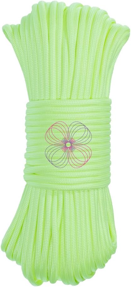 Craft County Glow in The Dark Zesty 21 Strand Luminous 550 Paracord – for DIY Bracelets, Lanyards, and Jewelry (Green, 100 Feet)