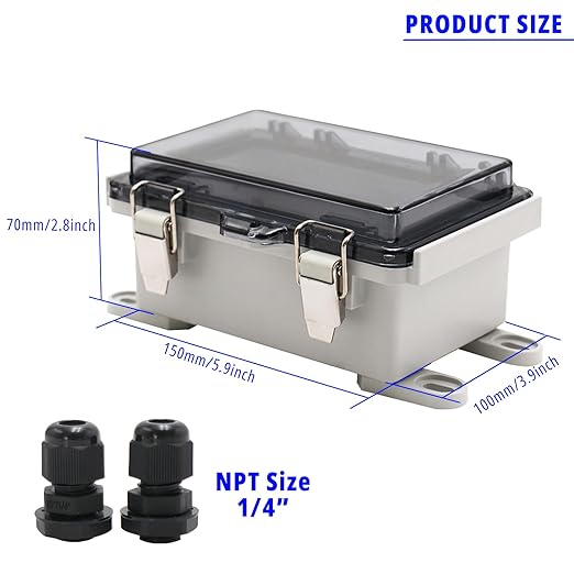 MAKERELE ABS Plastic Small Outdoor Waterproof Box Clear Hinged Shell Outdoor Universal Project Enclosure with Transparent Cover 5.9×3.9×2.8 inch(150×100×70mm)