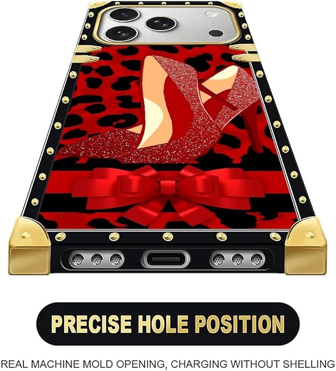 for iPhone 17 Pro Case Luxury Golden Decoration for Girl Women Soft TPU Shockproof Protective Hard PC Back for iPhone 17 Pro Crazy Pattern Elegant High Heels