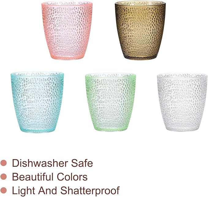 uxcell 7oz Acrylic Drinking Glasses, 4Pcs Plastic Reusable Tumblers Drinkware Unbreakable Water Glasses Cups Stackable & Dishwasher Safe for Home Outdoors Restaurant, Light Blue