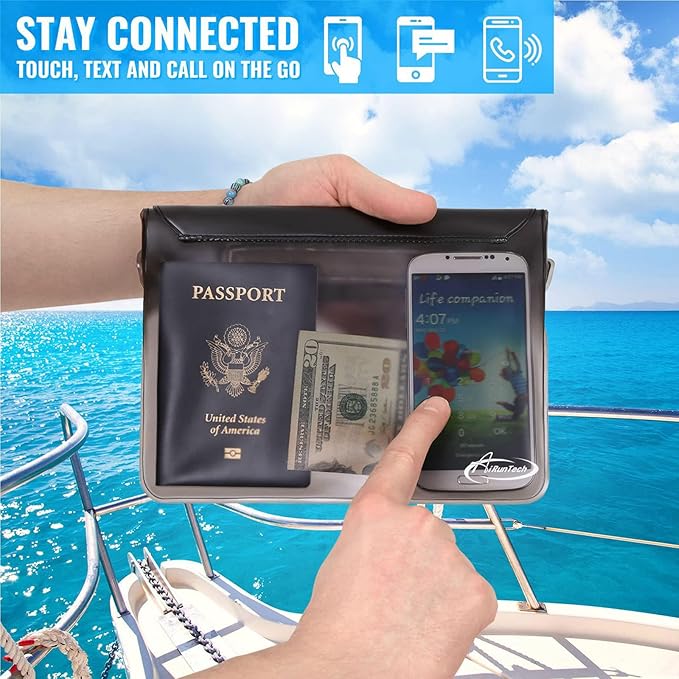AiRunTech Waterproof Fanny Pack,Waterproof Phone Pouch for iPhone 16 15 14 13 12 11 Pro Max,IPX8 Dry Bag for Snorkeling Beach Cruise Kayaking Pool Swimming(Two Phone Cases+Two Waist Bags Set)