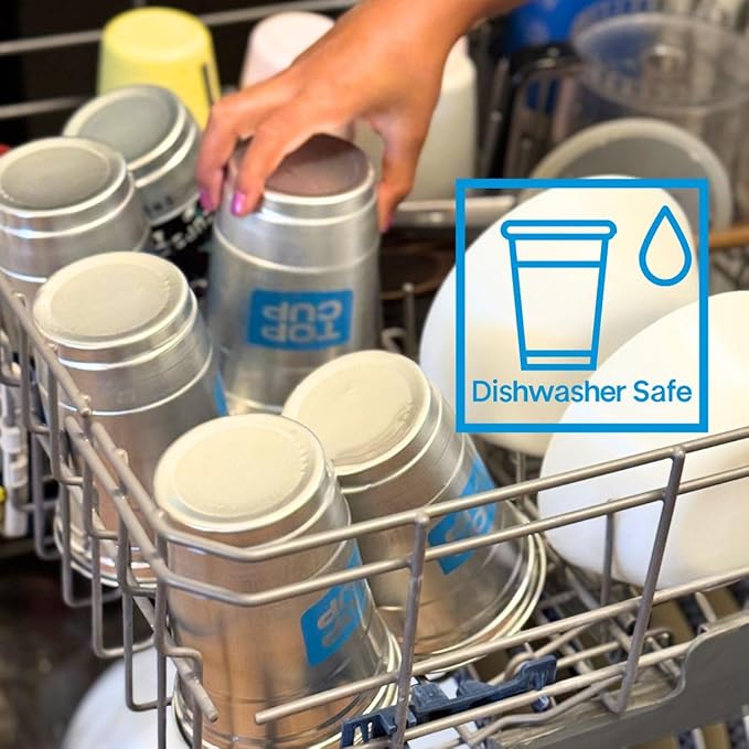 Top Cup – 9 Ounce, 50 Count, Reusable Aluminum Party Cups | Cold-Holding, Recyclable, Made in USA