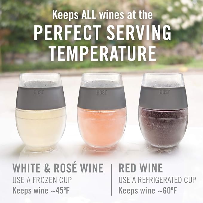 Host Plastic Stemless Wine Glasses - Double Wall Insulated FREEZE Drink Chiller Marble Wine Cup with Freezing Gel, Wine Glasses for Red and White Wine, 8.5 oz, Marble