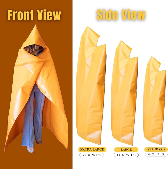 Supa Ant Fire Blanket -Certified 1500F Extra Thick, Glow in The Dark Fireproof Emergency Supplies. 500gsm, 0.5mm Thick Wearable Fire Blankets for Home. Emergency Blanket with Cape and Hood 70"x55"