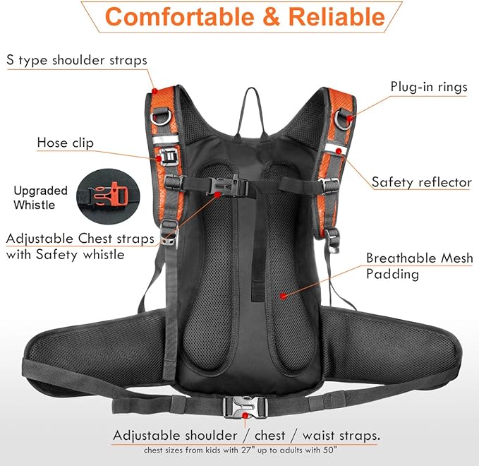 Mothybot Hydration Pack, Insulated Hydration Backpack with 2L BPA Free Water Bladder and Storage, Hiking Backpack for Men, Women, Kids for Running, Cycling, Camping - Keep Liquid Cool up to 5 Hours