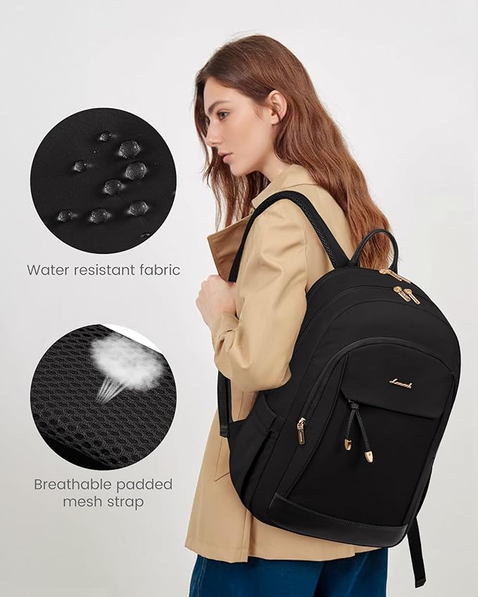 LOVEVOOK Travel Laptop Backpack Women, 15.6 Inch Anti Theft College Backpack Woman with Laptop Compartment, Large Water Resistant Black Computer Daypack for Work Casual Travel Essentials, dark purple