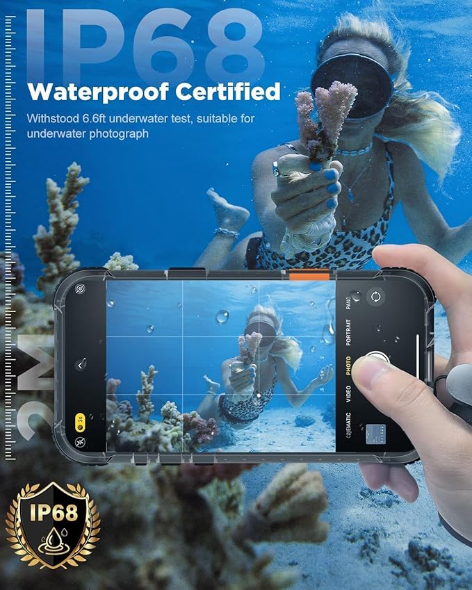 for iPhone Air Waterproof Case with Magsafe, Built-in [Camera & Screen Protector] [Lanyard], IP68 Water Proof Full Body Dustproof Heavy Duty Frosted Protective Phone Cover, 6.7" Black
