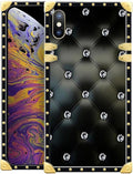 Compatible with iPhone XR Case, Shiny Black Sofa Crystal Luxury Golden Decoration for Girl Women Soft TPU Shockproof Protective Hard PC Back for iPhone XR