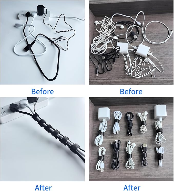 160PCS 6inches Cable Ties Reusable Multi-Colour Cord Straps Multi-Purpose Wire Ties Cord Wrap Hook and Loop Organizer Adjustable Cable Management