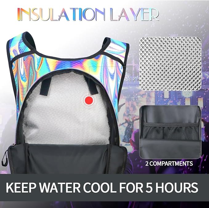 Hydration Pack, Water Backpack with 3L Hydration Bladder Lightweight Insulation, Festival Essential, Rave Hydration Backpack, Hydropack Backpack for Rave, Hiking, Biking, Festival Gear
