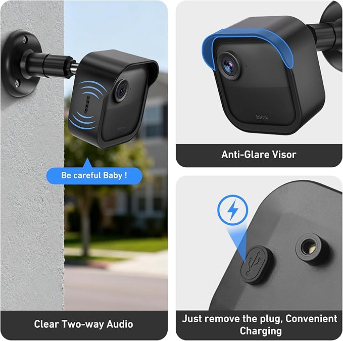 Blink Outdoor Camera Wall Mount Compatible with 2K+ & 4th Gen,3 Pack Weatherproof Protective Housing,360 Degree Adjustable with Sync Module Core Outlet Mount for Blink Camera System