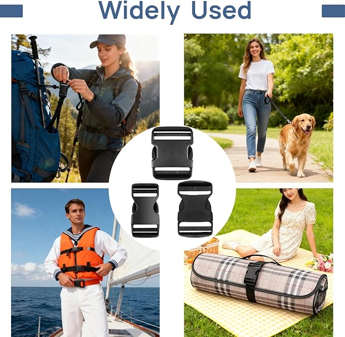 4 Pack 1.5 Inch Buckle Quick Side Release, Heavy Duty Plastic Side Release Buckles for Backpacks, Pet Collars, Paracord Crafts, Luggage & Outdoor Gear