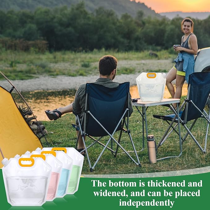 Tessco for you 12 Pack 1.3 Gallon Collapsible Water Storage Bag Water Container Emergency Jug Plastic Storage Pouch Freezable Carrier Tank Foldable Bottle for Outdoor Sport Camping (Clear)