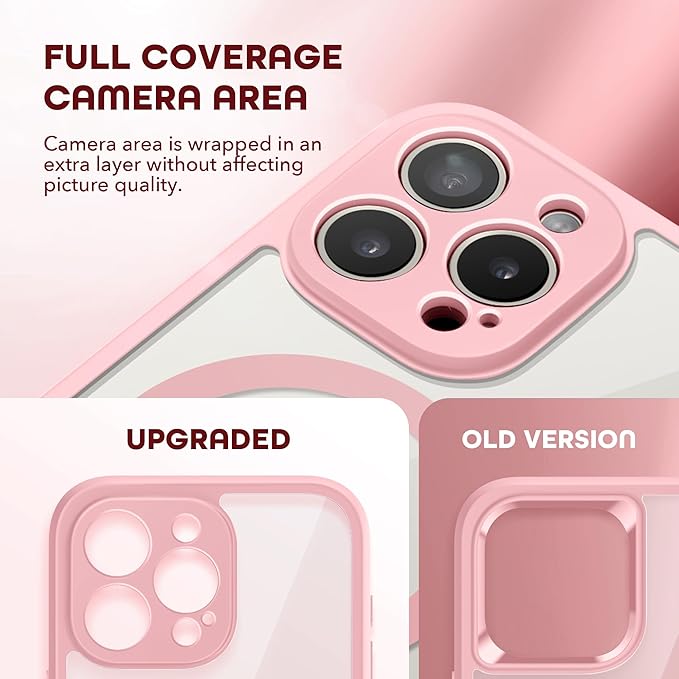 TIESZEN for iPhone 15 Pro Max Case, Compatible with MagSafe, Built-in Privacy Screen Protector and Camera Protection, Anti Spy Full Body Dustproof Shockproof Hard Phone Case 6.7", Pink