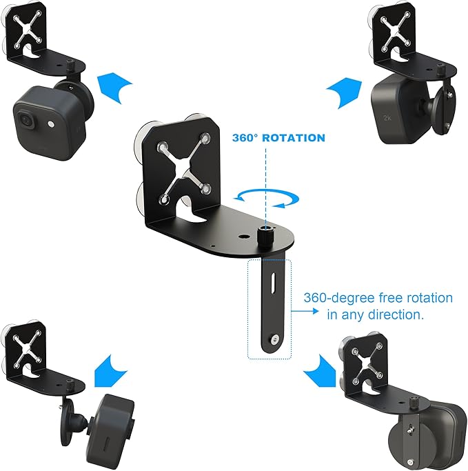 2-in-1 Metal Camera Mount for Blink Outdoor 4 & Blink Mini, （2026 Upgrade Big Suction with 360° Adjustable Bracket, Window Suction or Screw Wall Mount, Heavy Duty, Black