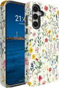 Compatible for Samsung Galaxy A16 5G Case, Dual Layer Heavy Duty 2 in 1 Shockproof Protective Phone Case,Vintage Botanical Wildflower Print