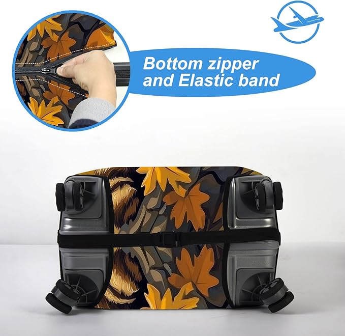 Luggage Cover Protector for 19-20 Inch Suitcases, TSA Approved Elastic Travel Suitcase Covers, Anti-Scratch Washable Luggage Sleeve for Carry On & Checked Bags, Raccoon Perched
