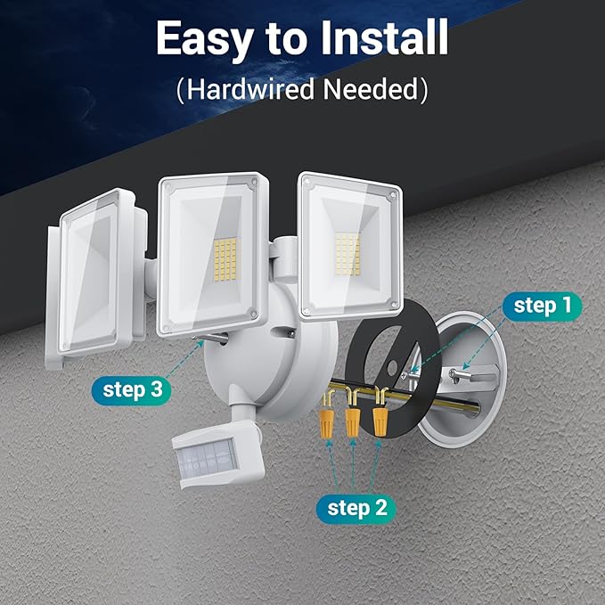 USTELLAR 100W 10000LM LED Security Lights Motion Sensor Outdoor, Remote Control 4 Heads LED Flood Light Outdoor, 5000K Daylight, IP65 Waterproof, Bright Motion Detected Light Outside Yard-2 Pack