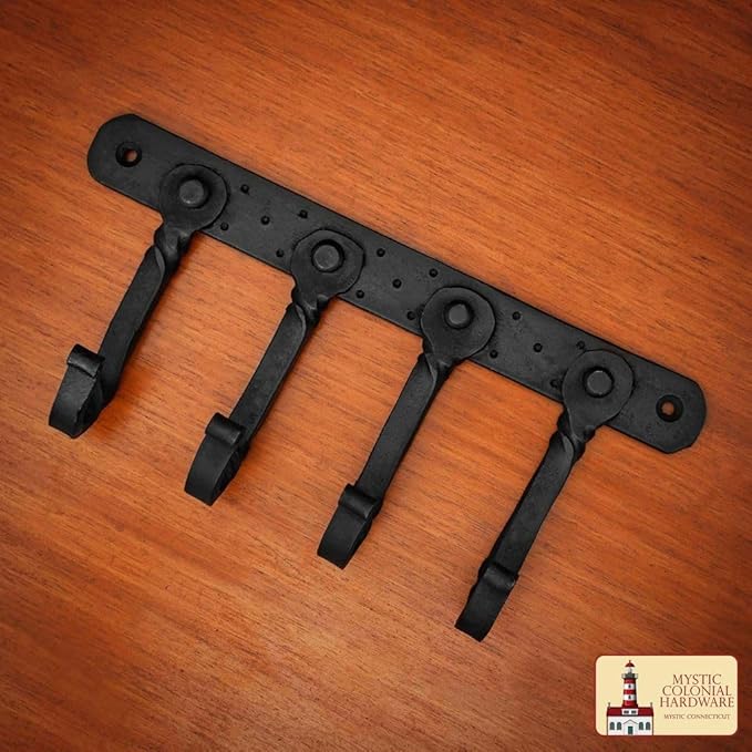 Mystic Colonial Cast Iron Wall Mounted Coat Rack – 4 Hooks