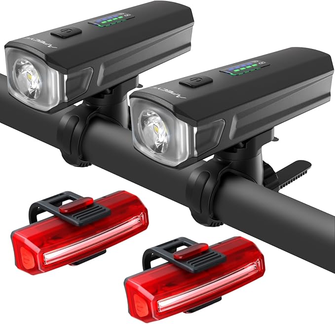 APECYC Bike Lights USB-C Rechargeable Bicycle Front Headlight and Rear Taillight with 4+5 Light Modes, Waterproof Bike Light Set for Night Riding, Commuter, Road & Mountain Cycling