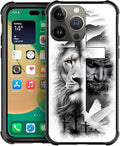 for iPhone 13 Pro Max Case, Lion Cross Jesus Christ Dove Pattern Graphic Design Girl Boy Soft Silicone Hard Acrylic Shock Protection for iPhone 13 Pro Max