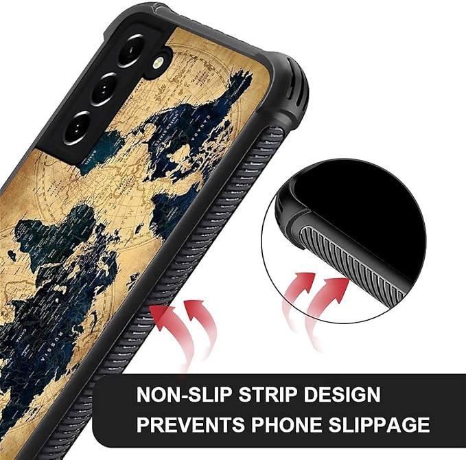 for Samsung Galaxy S21 Plus Case, Brown World Map Pattern Graphic Design Girl Boy Soft Silicone Hard Acrylic Shock Protection for Samsung Galaxy S21 Plus