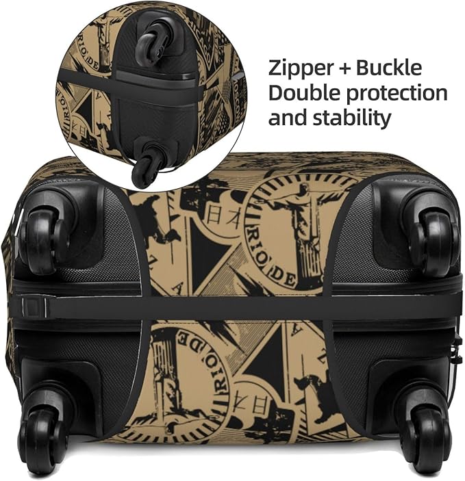 Travel Luggage Cover with World Famous Landmarks Print, Suitcase Protector For Travel (Fits 22-24 Inch Luggage)