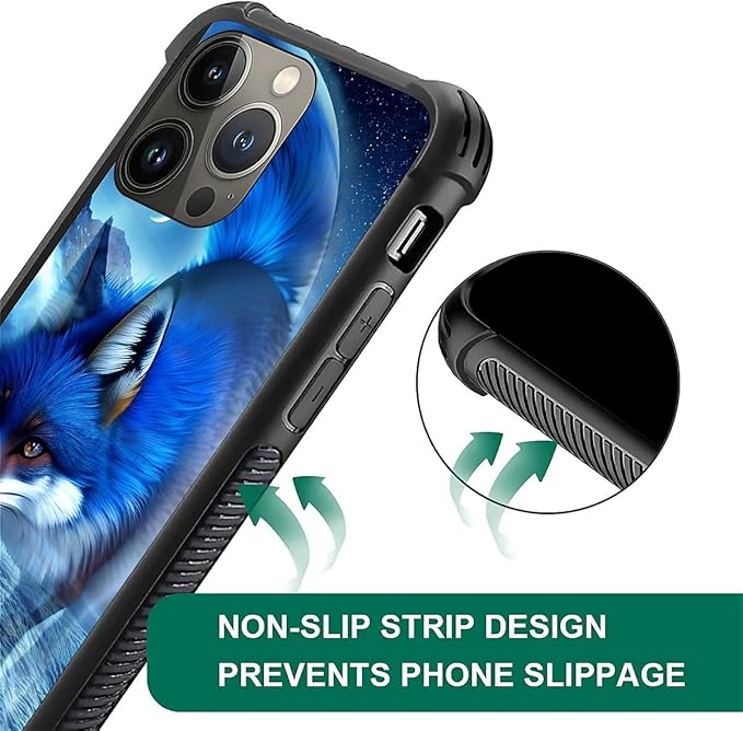 for iPhone 13 Pro Case, Snowy Mountain Fox Lake Pattern Graphic Design Girl Boy Soft Silicone Hard Acrylic Shock Protection for iPhone 13 Pro
