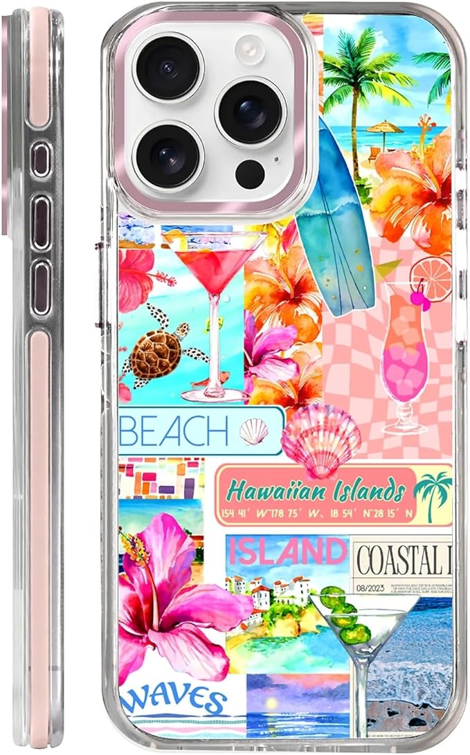 Case for iPhone 15 Pro Max,[Compatible with MagSafe],Coastal Beach Cover Coquette Collage Phone Case Design，for Women Girls Magnetic Clear Cover - Slim, Sleek, & Shockproof Protection