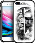 Case for iPhone 7 Plus/8 Plus, Lion Cross Jesus Christ Dove Pattern, Soft Silicone Hard Acrylic for Shock Protection