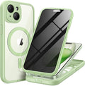 TIESZEN Magnetic for iPhone 15 Plus Case, Compatible with MagSafe, Built-in Privacy Screen Protector and Camera Protection, Anti Spy Full Body Dustproof Shockproof Hard Phone Case 6.7", Mint Green