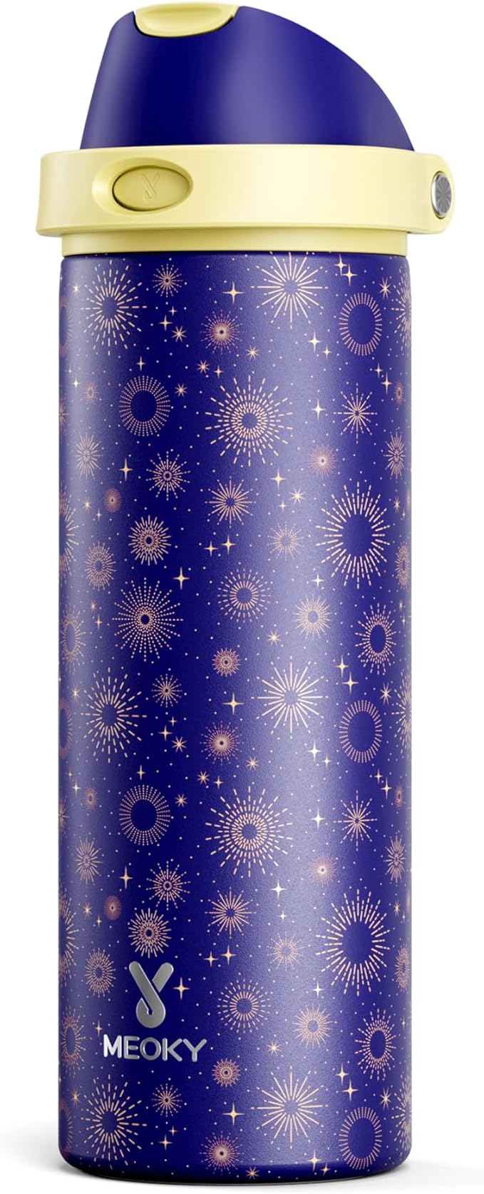 24 oz Insulated Water Bottle for Men: Meoky Stainless Steel Water Bottle with 2-in-1 Straw and Spout Lid - Leak Proof, Cold for 24 Hours, Fits in Car Cup Holder, BPA-Free for Sports Travel, Destiny