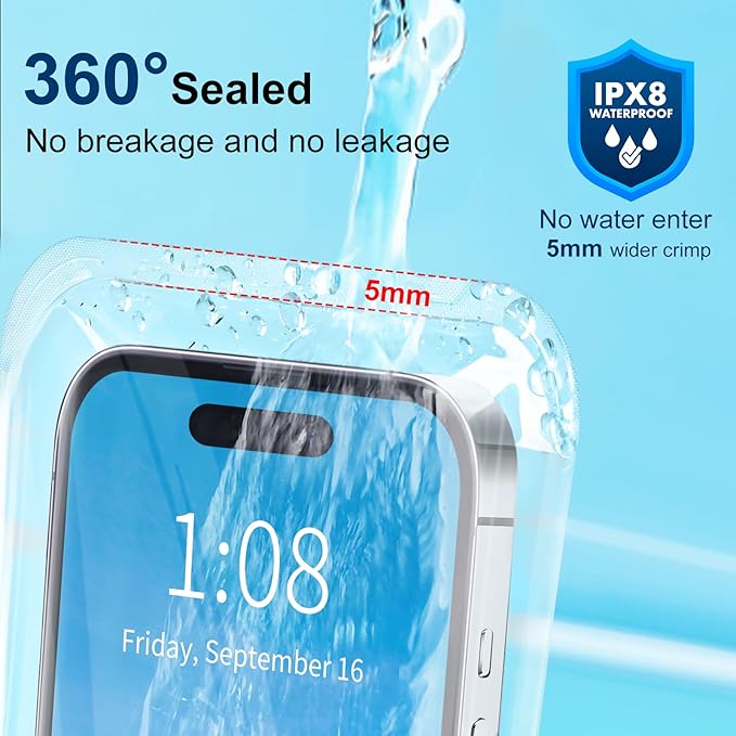 PEDVSTY Waterproof Phone Pouch 2 Pack, IPX8 Waterproof Phone Case for iPhone Galaxy Pixel Up to 7.2", Cell Phone Dry Bag Beach Vacation