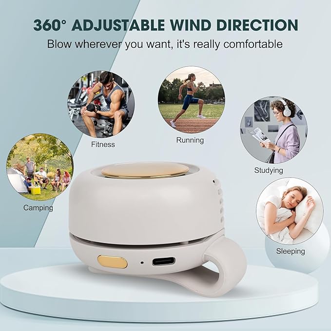Portable Silent Mini Bladeless Fan Clip On,Small Clip Fan, Adjustable 3 Speeds Suspended, Waist Fans forclip onfan for shirt Suitable for Outdoor & Travel & Office (Green)
