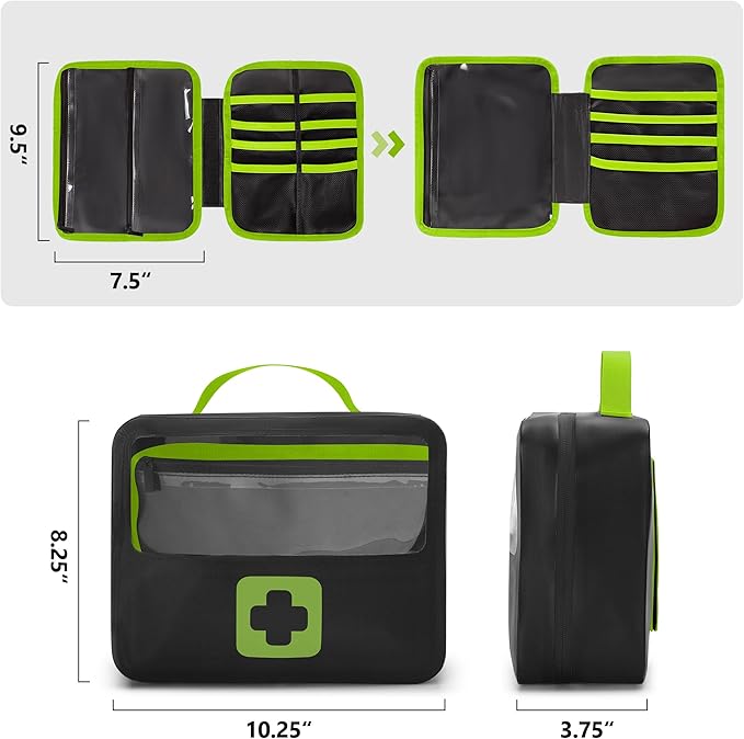 Marscamd Waterproof Empty First Aid Bag with a Detachable Panel, Small Medical Bag with Molle System, Green (Bag Only)