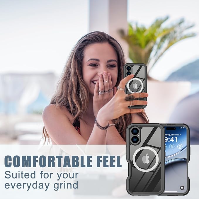 for iPhone 16 Case Waterproof, [Shockproof] [Dustproof] [IP68 Waterproof] Full-Body Hard Case Built-in [Lens Screen Protection] for Diving Case (Black, for iPhone 16 6.1in) | Waterproof, Shockproof, Dustproof, IP68 Waterproof, Full-Body, Hard Case