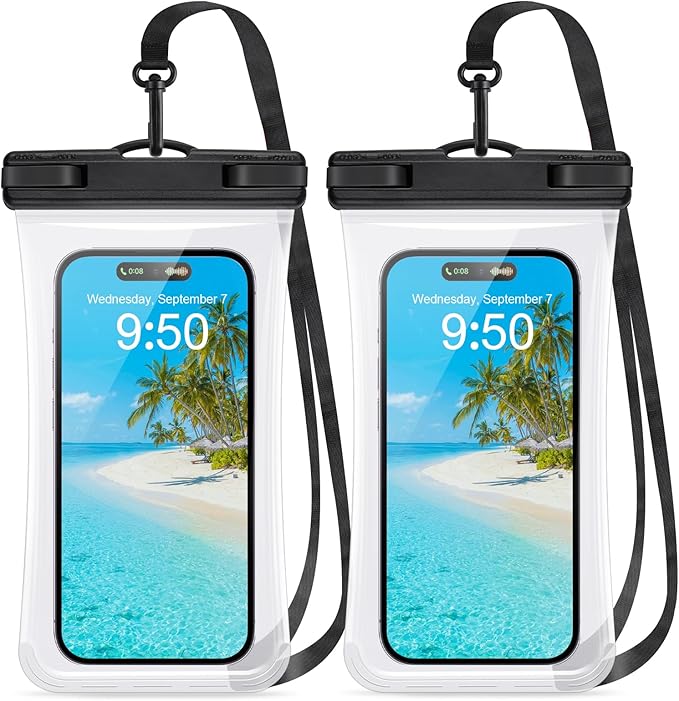 PEDVSTY Waterproof Phone Pouch 2 Pack, IPX8 Waterproof Phone Case for iPhone Galaxy Pixel Up to 7.2", Cell Phone Dry Bag Beach Vacation