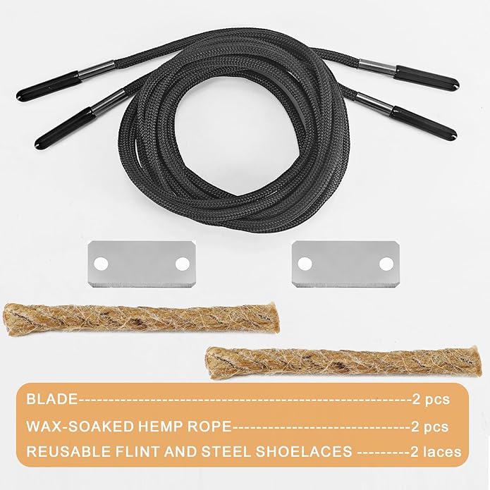 UamGlsob Paracord Survival Shoelaces with Magnesium Fire Starter - Emergency Fire Making Laces for Hiking,Backpacking,Camping