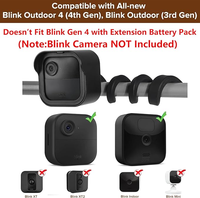 2Pack Flexible Twist Mount for All-New Blink Outdoor 4 (4th Gen) & Blink Outdoor (3rd Gen), Weatherproof Protective Housing with Charging Cutout and Gooseneck Mount for Blink Outdoor Camera