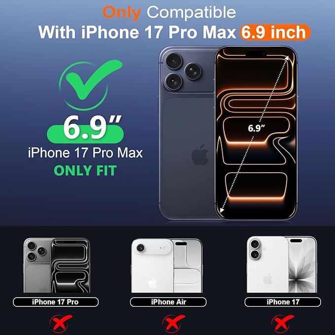 SPIDERCASE for iPhone 17 Pro Max Case Waterproof, Built-in Lens & Screen Protector, Full Heavy Duty Protection, 12FT Military Shockproof, Dustproof, Anti-Scratched Phone Case,Black/Clear