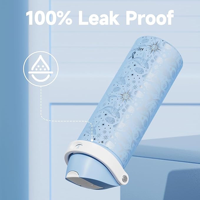 24 oz Insulated Water Bottle with Straw: Meoky Stainless Steel Metal Water Bottle with 2-in-1 Lid - Leak Proof, Cold for 24 Hours, Fits in Car Cup Holder, BPA-Free for Gym Travel Sports, Blue Whale
