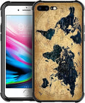 for iPhone 7/8 Case, Brown World Map Pattern Made of Soft Silicone Hard Acrylic Shock Protection for iPhone 7/8