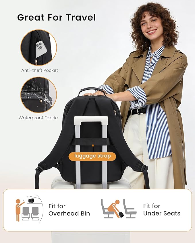 LOVEVOOK Laptop Backpack for Women with Large Capacity Cup Pocket, 15.6 inch Work Purse Travel Bag for Teacher Nurse, Waterproof Computer Business Back Pack, Cute Bookbag for School College, Blue