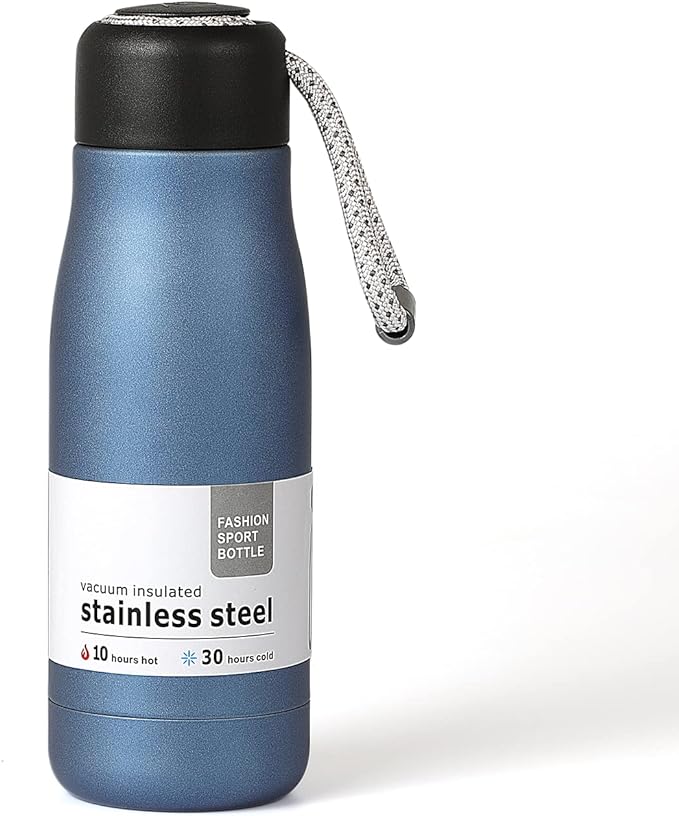 Small Water Bottle 12 oz, Dusgut Insulated Water Bottle,Stainless Steel,Wide Mouth Portable Lid, Air Force Blue