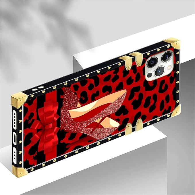 Compatible with iPhone 12 12 Pro Case, Elegant High Heels Luxury Golden Decoration for Girl Women Soft TPU Shockproof Protective Hard PC Back for iPhone 12 12 Pro