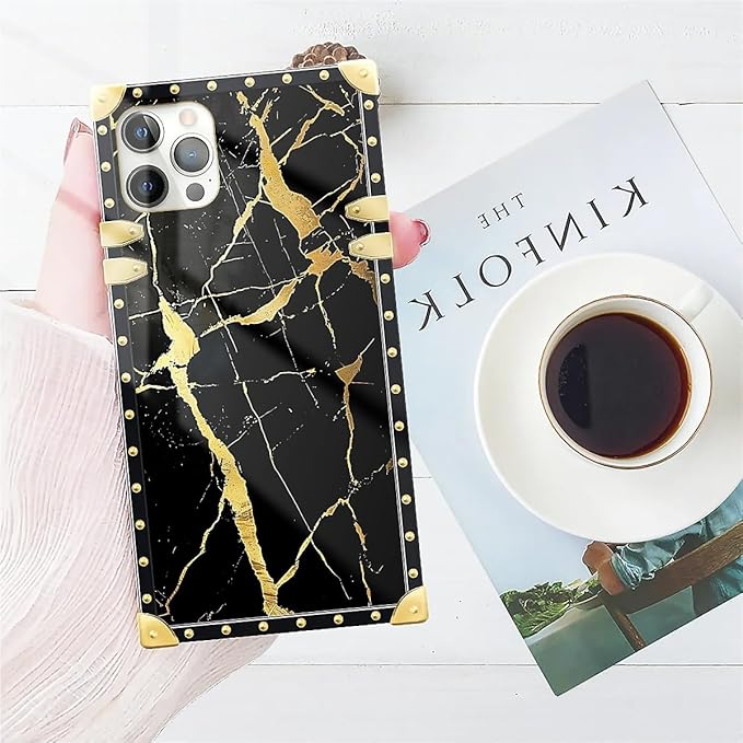 Compatible with iPhone 11 Pro Max Case, Black Gold Marble Nature Luxury Golden Decoration for Girl Women Soft TPU Shockproof Protective Hard PC Back for iPhone 11 Pro Max