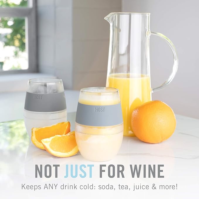 HOST Wine Freeze Cooling Cup, Plastic Double Wall Insulated Freezable Drink Chilling Tumbler with Freezing Gel Wine Glasses for Red and White Wine, Set of 1, 8.5 oz, Black Swirl