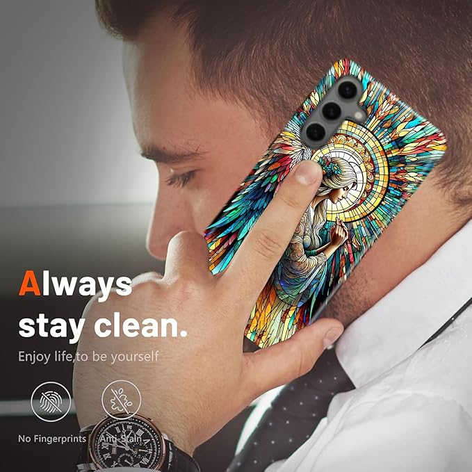 Compatible for Samsung Galaxy S25 FE 5G Case, Dual Layer Heavy Duty 2 in 1 Shockproof Protective Phone Case,Angel